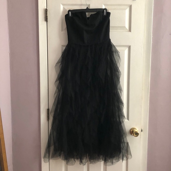 strapless bodysuit with mesh skirt long maxi sz L - Picture 3 of 8